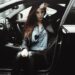 A girl in the car