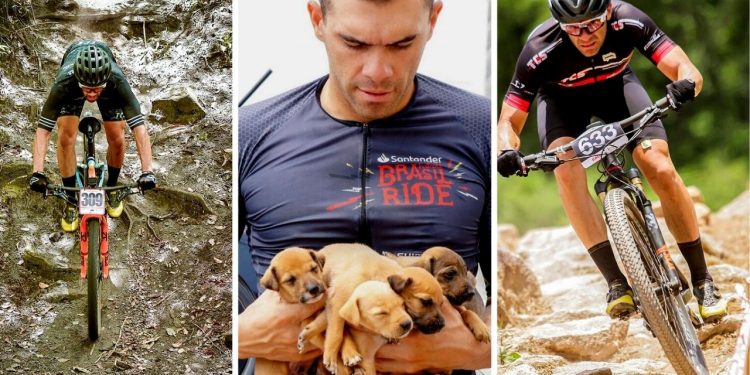 Thyago Costa Silva with puppies