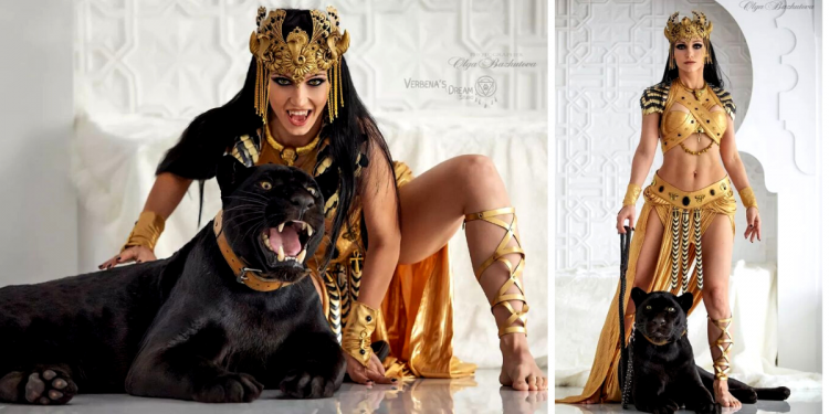 Meet The Golden Queen In Modern Photography World With A Black Giant Jaguar As A Guard