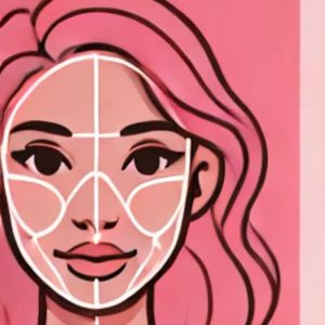 An illustrated woman with an oval-shaped face and balanced features.